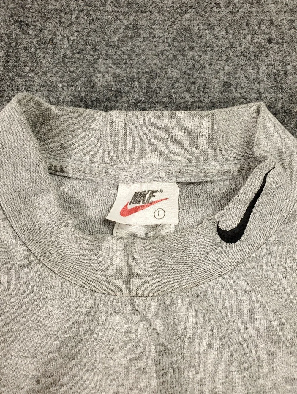 Vintage Nike Swoosh Long Sleeve Shirt Boys L 14 16 Gray Crew Neck Made In USA